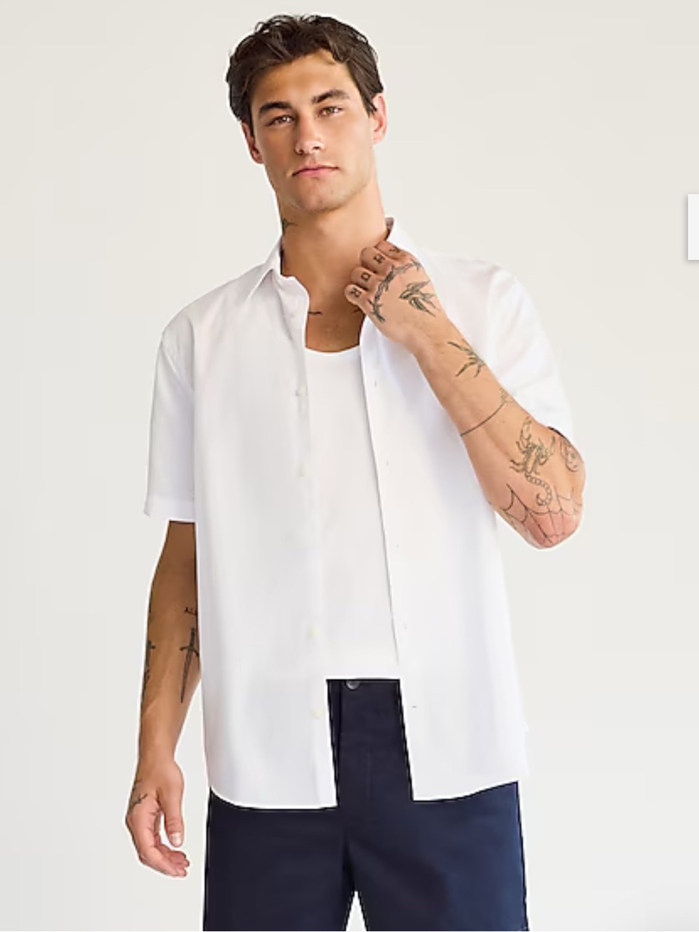Express Men's 1MX Short Sleeve Fitted White Button-Down Shirt LARGE NWT